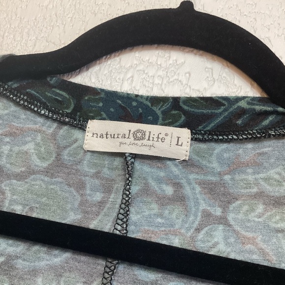 NATURAL LIFE All Day Butter Soft Mini Tee Dress - Navy Floral Vines Size LARGE - Picture 4 of 10